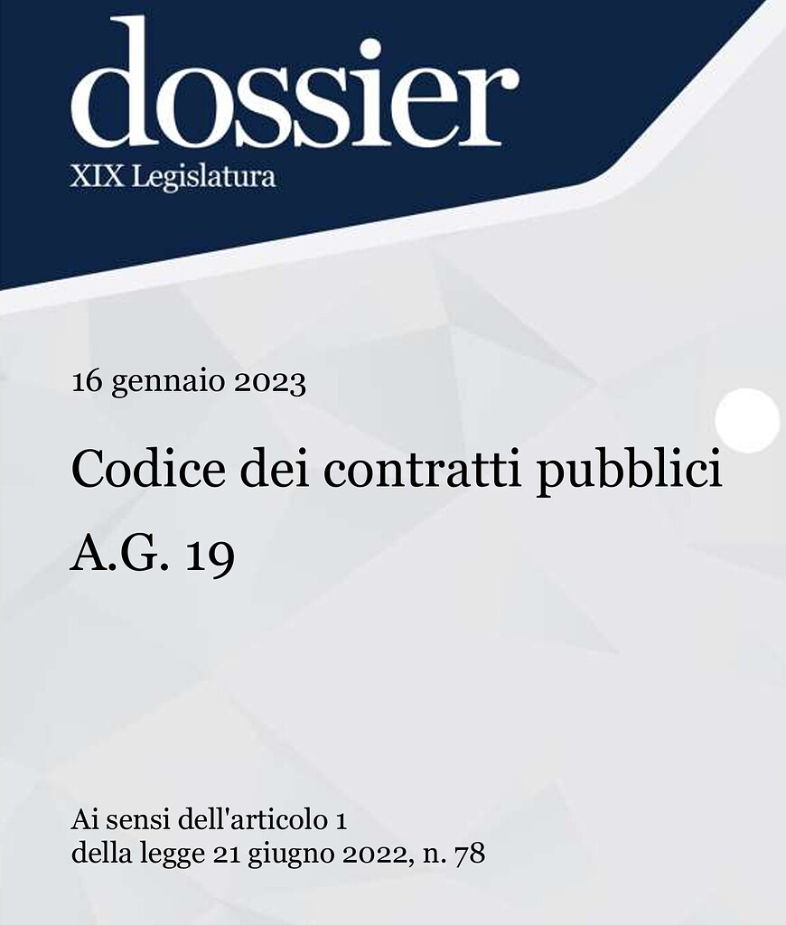 DOSSIER Di Lettura Del Nuovo "Codice Dei Contratti Pubblici ...