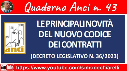 Le Principali Novità Del Nuovo Codice Dei Contratti - QUADERNO ANCI N ...